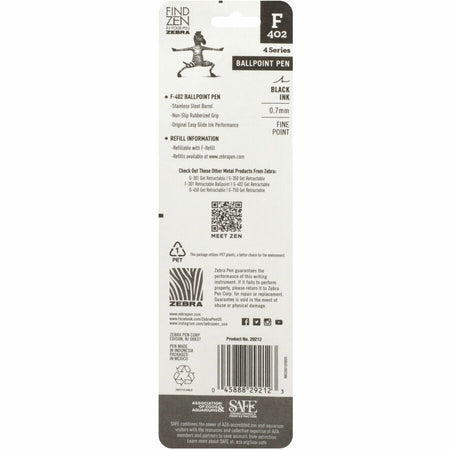 Zebra STEEL 4 Series F-402 Retractable Ballpoint Pen - Alternate-Image1