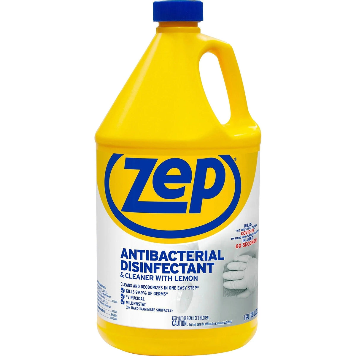 Zep Antibacterial Disinfectant Cleaner - Lemon Scent - 128 fl oz - Multi-Purpose - 1 Each - Disinfectants