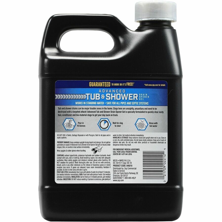Zep Commercial Advanced Tub and Shower Drain Opener Gel - Rear
