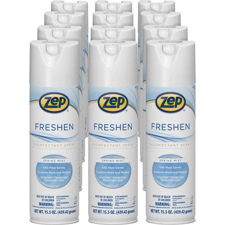 Zep Freshen Disinfectant Spray: Spring Mist Scent - 15.5 fl oz - 12/Carton - Disinfectants