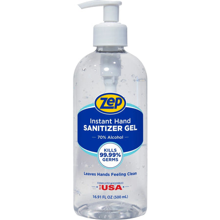 Zep Hand Sanitizer Gel: Clean Scent 16.91 fl oz Pump Bottle - Kills Germs Residue-Free - Sanitizers