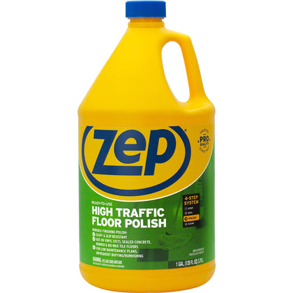Zep High-Traffic Floor Finish - Clear & Green - 128 fl oz - Floor/Carpet Cleaners Protectors