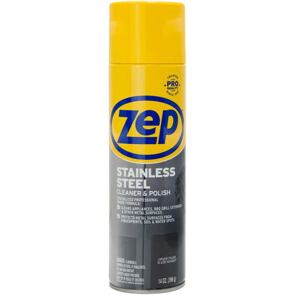 Zep Stainless Steel Polish - 14 fl oz - Fingerprint & Grease Remover - Specialty Cleaners