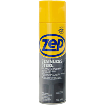 Zep Stainless Steel Polish - 14 fl oz - Fingerprint & Grease Remover - Specialty Cleaners