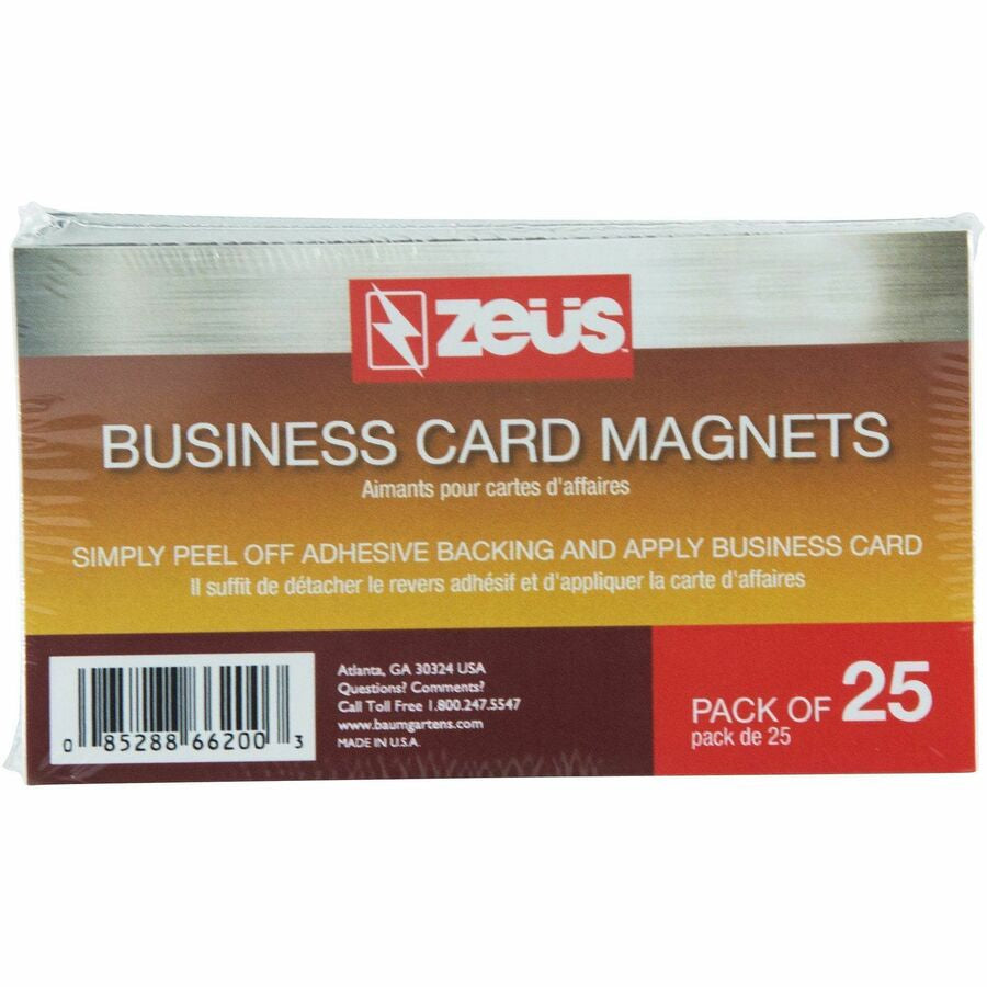 Zeus Adhesive Backed Business Card Magnets 3 1/2’’ x 2’’ 25 Pack White - 3.50’’ Length Width - Cards