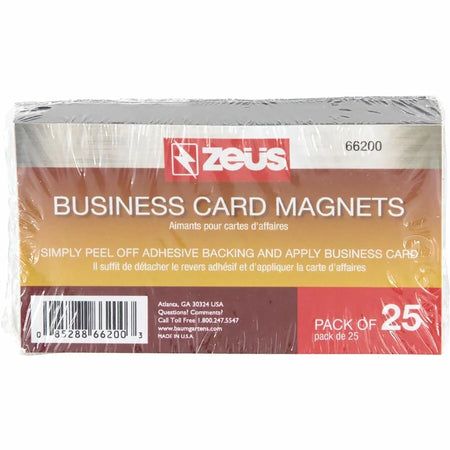 Zeus Adhesive Business Card Magnets 25 Pack - White - 3.5’’ x 2’’ - For Board Whiteboard - Cards