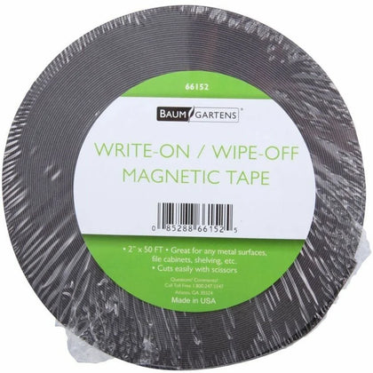Zeus Magnetic Label Tape: White Damage Resistant 50’ x 2’’ - For Labeling & Presentation - Tape
