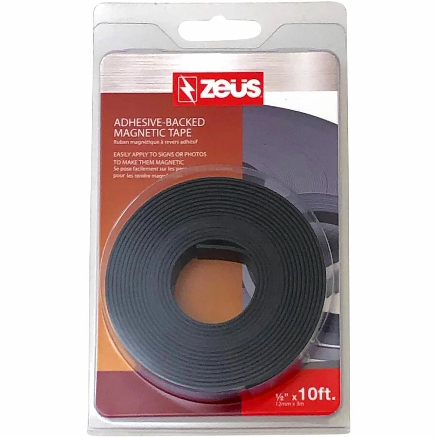 Zeus Magnetic Tape: 10’ x 1/2’’ WHITE - Adhesive Backing for Crafts & Projects - Tape