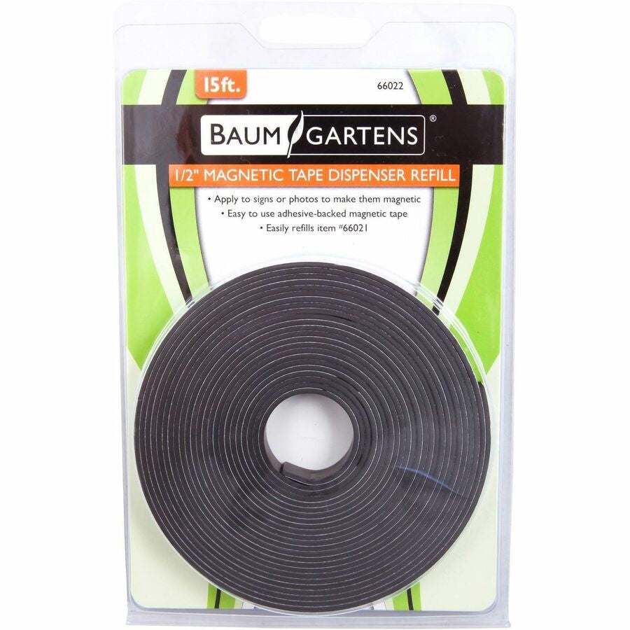 Zeus Magnetic Tape - 15 ft Length x 0.50’’ Width - Black - Adhesive Backing - Dispenser Included - Cutter Edge