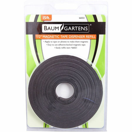 Zeus Magnetic Tape - 15 ft Length x 0.50’’ Width - Black - Adhesive Backing - Dispenser Included - Cutter Edge