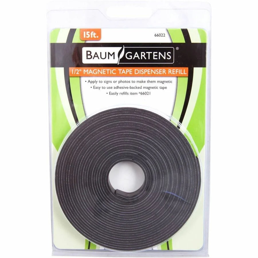 Zeus Magnetic Tape: 15ft x 0.50’’ Black Adhesive Backing - Dispenser Included - Tape