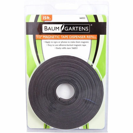 Zeus Magnetic Tape: 15ft x 0.50’’ Black Adhesive Backing - Dispenser Included - Tape