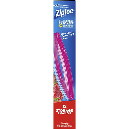 Ziploc® 2-gallon Storage Bags - Extra Large Size - 2 gal Capacity - 13’’ - Zipper Closure - Plastic - Food