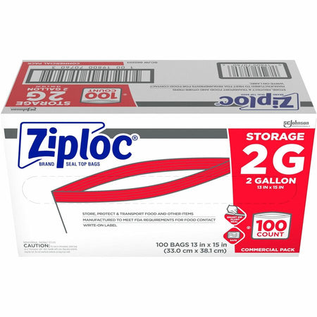 Ziploc® 2-Gallon Storage Bags - Extra Large Size - 2 gal Capacity - Clear - Food - 100 / Carton