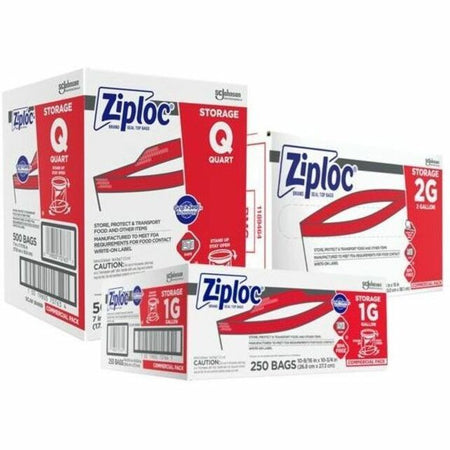 Ziploc® Gallon Storage Bags - Large Size - 1 gal Capacity - 10.50’’ Width x 1.75 mil (44 Micron) Thickness - Zipper