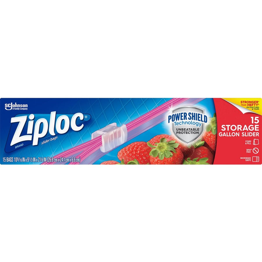 Ziploc® Gallon Storage Slider Bags - Large Size - 2.63’’ Length x 10.56’’ Width 9.50’’ Depth - Sliding Closure - Blue