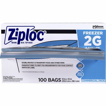 Ziploc® Grip n’ Seal Freezer Bags - 2 gal Capacity - 15’’ Length x 13’’ Width - Blue - Plastic - Food Meat Poultry Fish