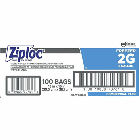 Ziploc® Grip n’ Seal Freezer Bags - 2 gal Capacity - 15’’ Length x 13’’ Width - Blue - Plastic - Food Meat Poultry Fish