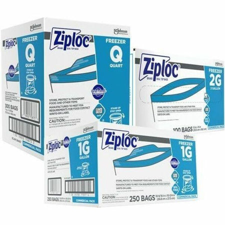 Ziploc® Grip n’ Seal Freezer Bags - Large Size - 1 gal Capacity - 10.75’’ Length x 10.56’’ Width - Zipper Closure