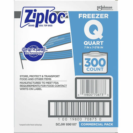 Ziploc® Grip n’ Seal Freezer Bags - Medium Size - 7.43’’ - Blue - Plastic - Food Healthcare Office Commercial Storage