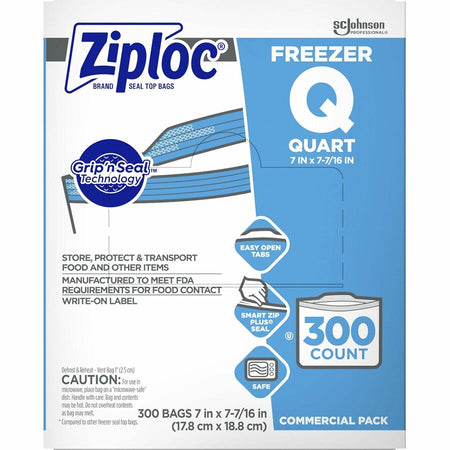 Ziploc® Grip n’ Seal Freezer Bags - Medium Size - 7.43’’ - Blue - Plastic - Food Healthcare Office Commercial Storage