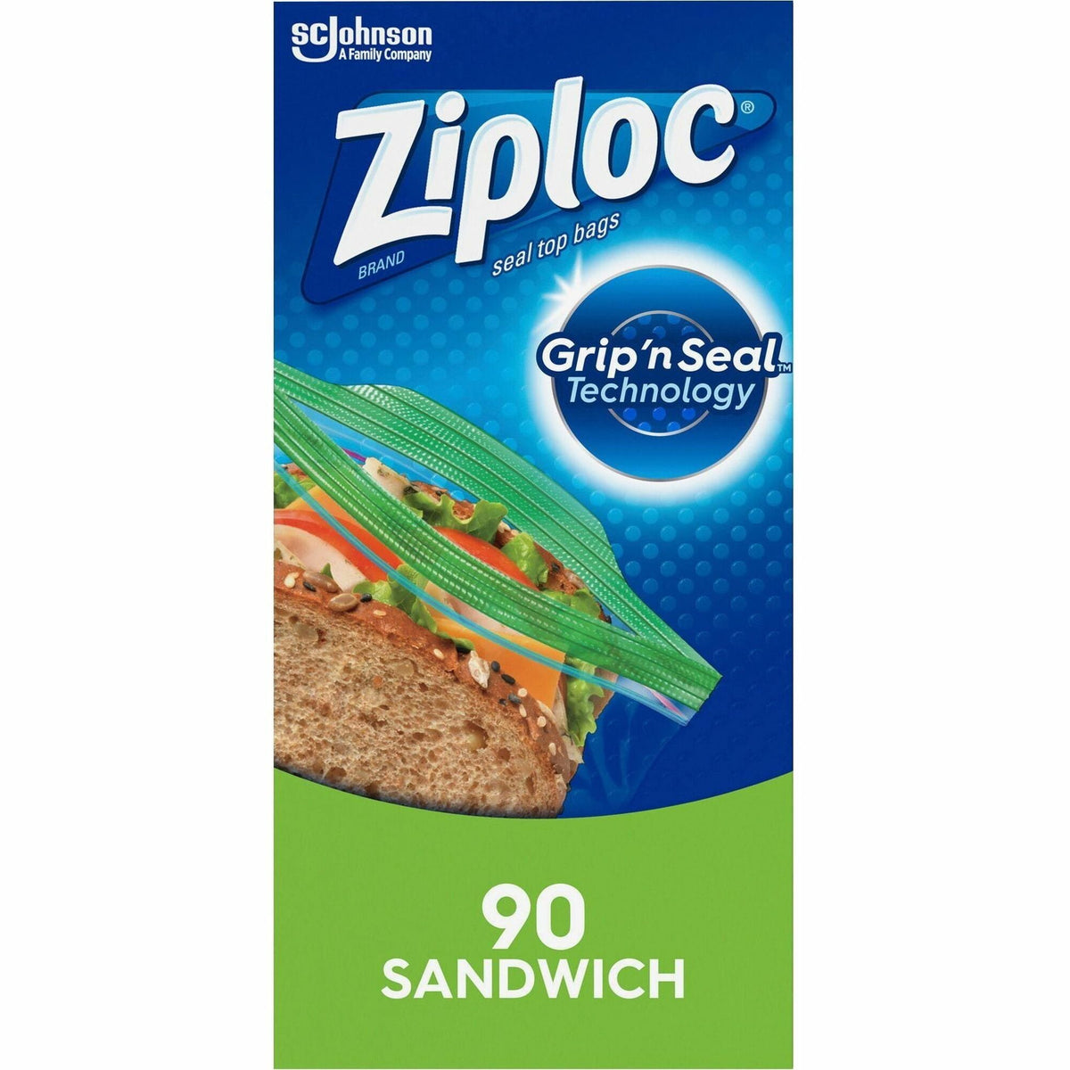 Ziploc® Sandwich Bags - 6.50’’ Length x 5.88’’ Width - Clear - Plastic - Storage - 90 / Box - Food