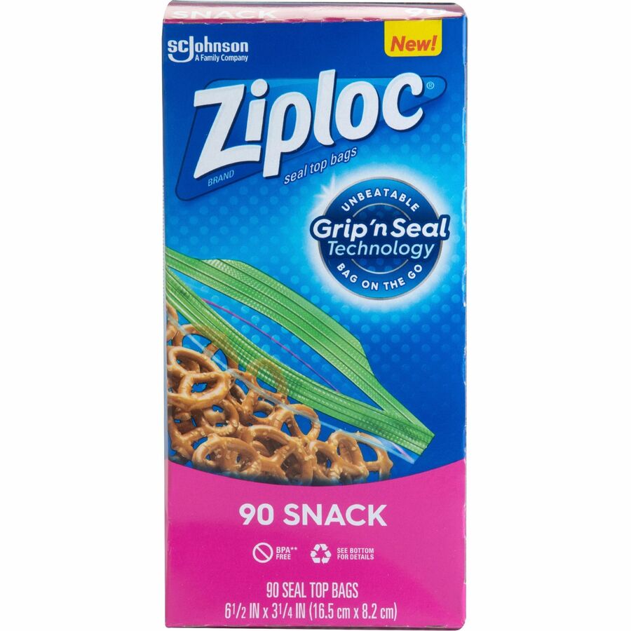 Ziploc® Snack Size Storage Bags - 6.50’’ Length x 3.75’’ Width - Clear - Food Fruit Vegetables School Park Office