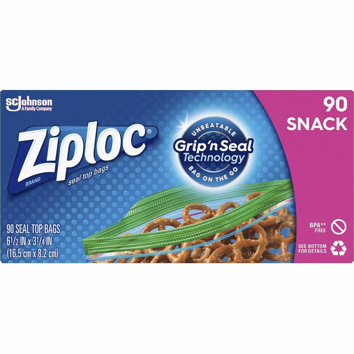 Ziploc® Snack Size Storage Bags - 6.50’’ Length x 3.75’’ Width - Clear - Food Fruit Vegetables School Park Office