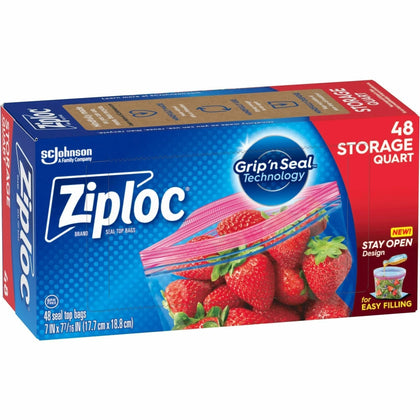 Ziploc® Stand-Up Storage Bags: 1 Quart Capacity Blue - Kitchen Solution - Food