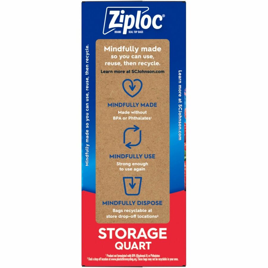 Ziploc® Stand-Up Storage Bags - Blue - Kitchen - 48/Box - 9 / Carton - Food
