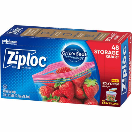 Ziploc® Stand-Up Storage Bags - Blue - Kitchen - 48/Box - 9 / Carton - Food