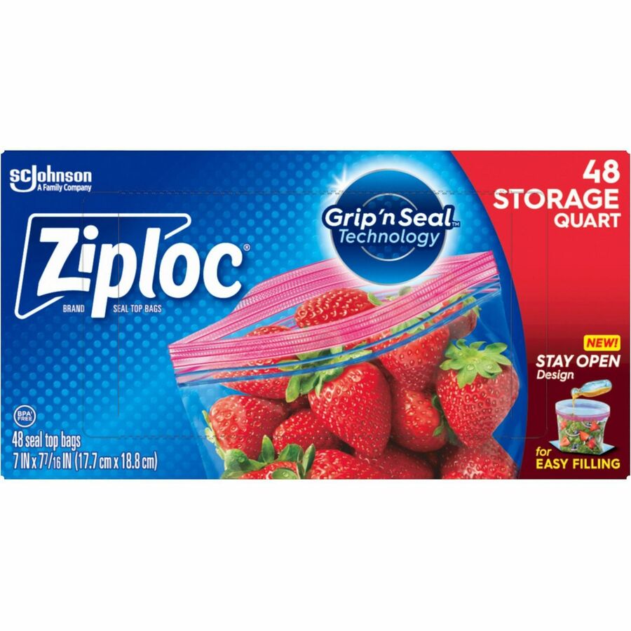 Ziploc® Stand-Up Storage Bags - Blue - Kitchen - 48/Box - 9 / Carton - Food