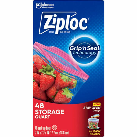 Ziploc® Stand-Up Storage Bags - Blue - Kitchen - 48/Box - 9 / Carton - Food