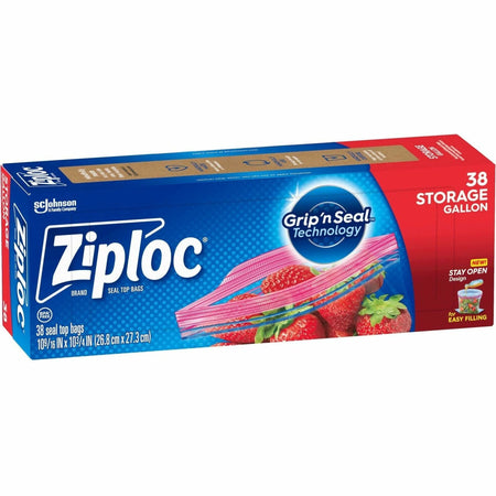 Ziploc® Stand-Up Storage Bags - Blue - Kitchen - 38/Box - 9 / Carton - Food